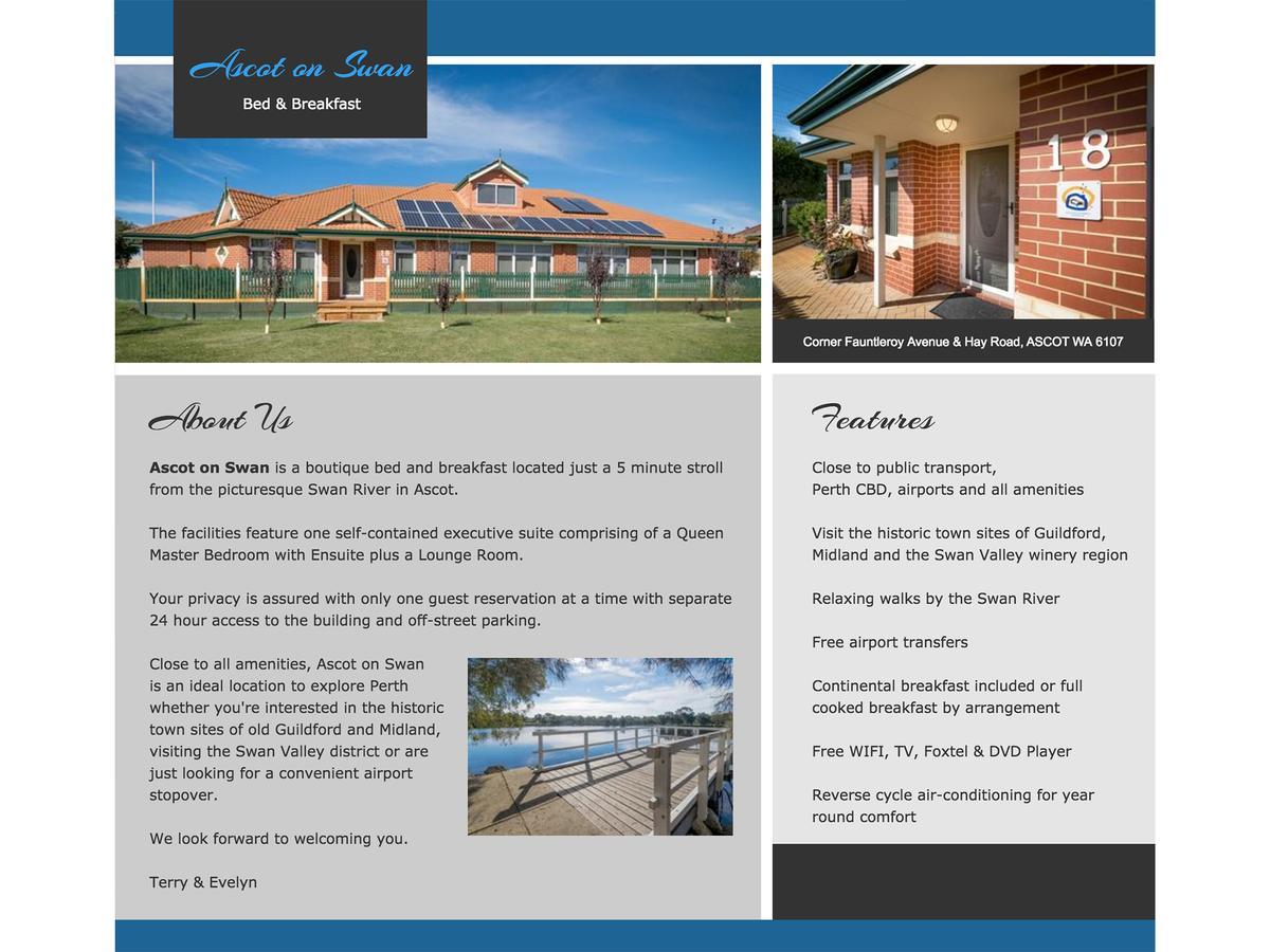Ascot On Swan Bed & Breakfast Perth Eksteriør bilde